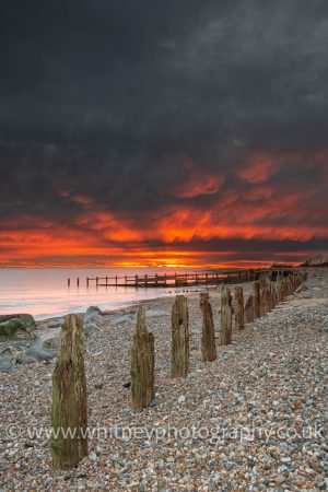 Photograph print of a dramatic sunset at Climping beach