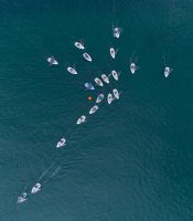 Drone photograph of sailing boats