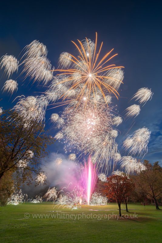 Photography of fireworks at Bognor Regis Golf Club in West Sussex