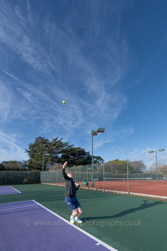 Tennis player at Middleton On Sea Sports Club in West Sussex