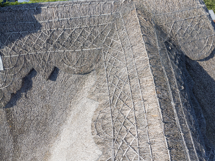 Drone roof survey image of a thatched roof in Middleton On Sea near Bognor Regis in West Sussex