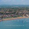Aerial photograph of Felpham Sailing Club and village with the South Downs and Arundel Caste
